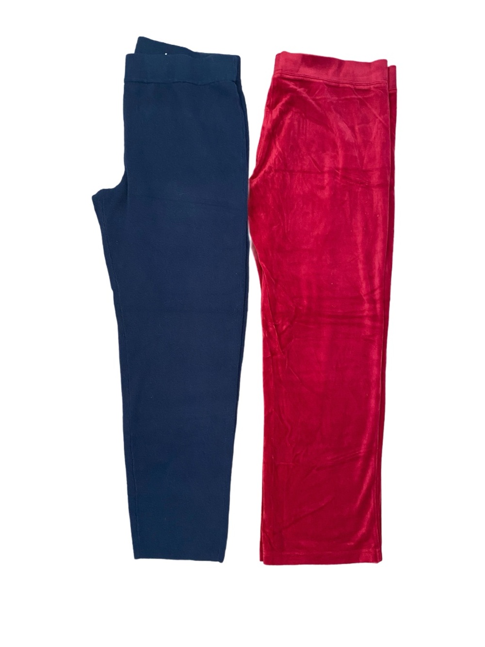 Women's Wide Leg Pants - Navy and Red Velour Size L